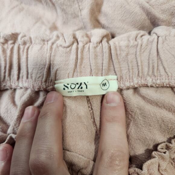 Sozy Light Pink Chic and Effortless Lacey Linen Rayon Blend Shorts Size M - Picture 4 of 4